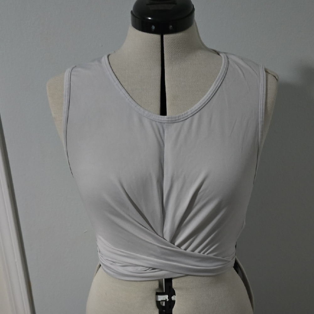 Fabletics White Cropped Twist Tank Top